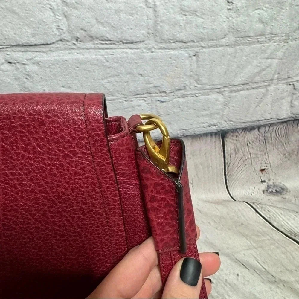 MAIYET Maroon Leather Messenger Bag w/ Gold Hardware Detachable Crossbody Purse - Picture 11 of 14